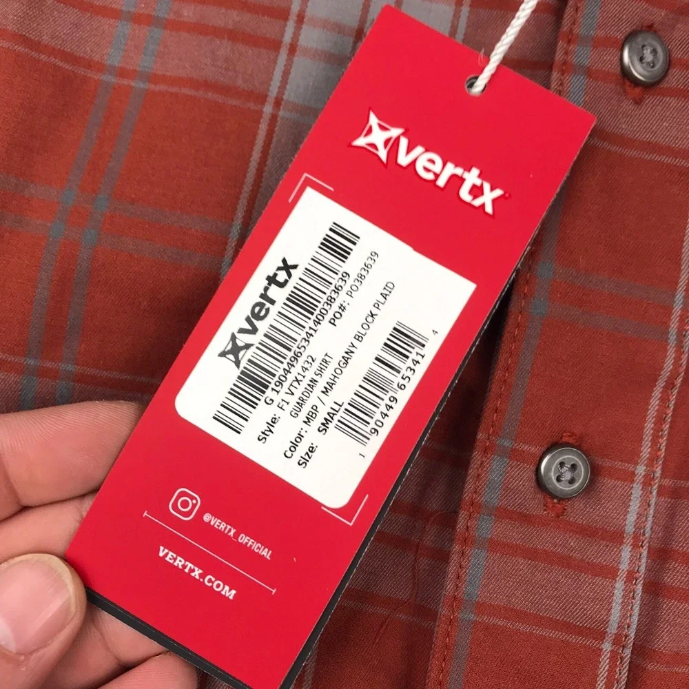 Vertx Guardian Stretch SS Shirt Mens S Mahogany Block Plaid‎ Performance NEW NWT